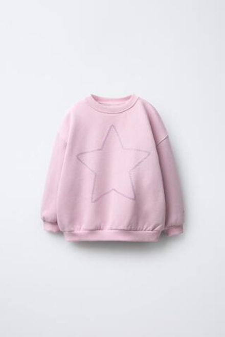 ZARA ТОЛСТОВКА «ЗВЕЗДА» С РЕЛЬЕФНЫМ БЛЕСКОМ, СВЕТЛАЯ МАЛЬВА