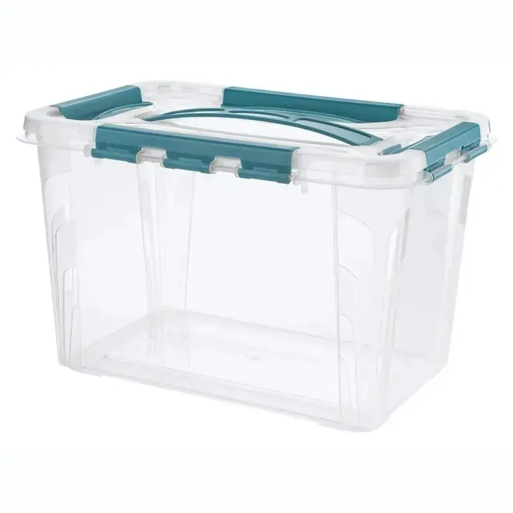 ЯЩИК ДЛЯ ХРАНЕНИЯ УНИВЕРСАЛЬНЫЙ С ЗАМКАМИ И РУЧКОЙ GRAND BOX, 290х180ММ, 6,65Л (Голубо