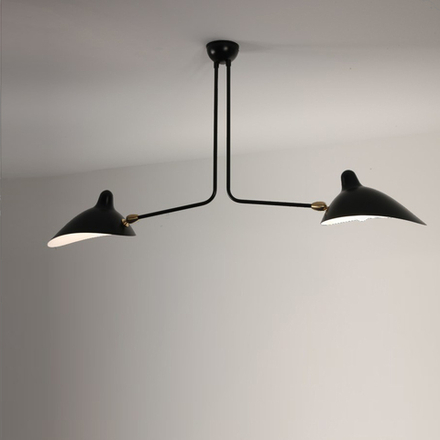Ceiling design lamp  Two Arms by Serge Mouille (Black)