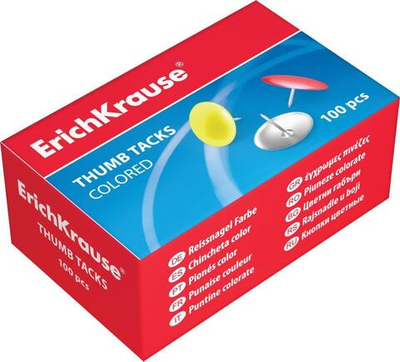 Кнопки мет. никелорованные 100шт. цветные (Erich Krause)