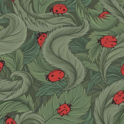 Божьи коровки в листве