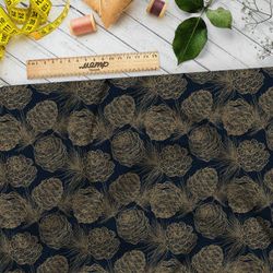 Ткань атлас шишки в стиле паутинка