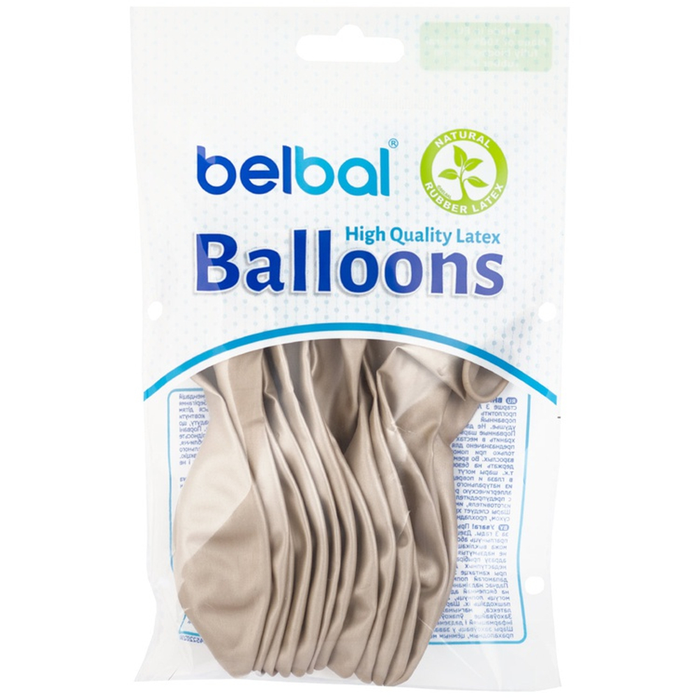 Шар латексный Glossy Набор 12 шт Хром 36 см (Бежевый)
