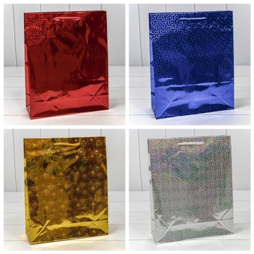 Пакет подарочный 26х32х10см Голография (Микс)