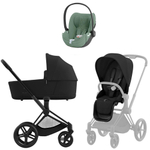 Коляска Cybex Priam IV Matt Black complete Cloud T Leaf Green Plus Base T 3 в 1 Sepia Black