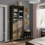 Шкаф со стеклянными дверцами - IDANÄS/IDANАS   IKEA/ ИДАНАС ИКЕА, 81x39x211 см, темно-коричневый