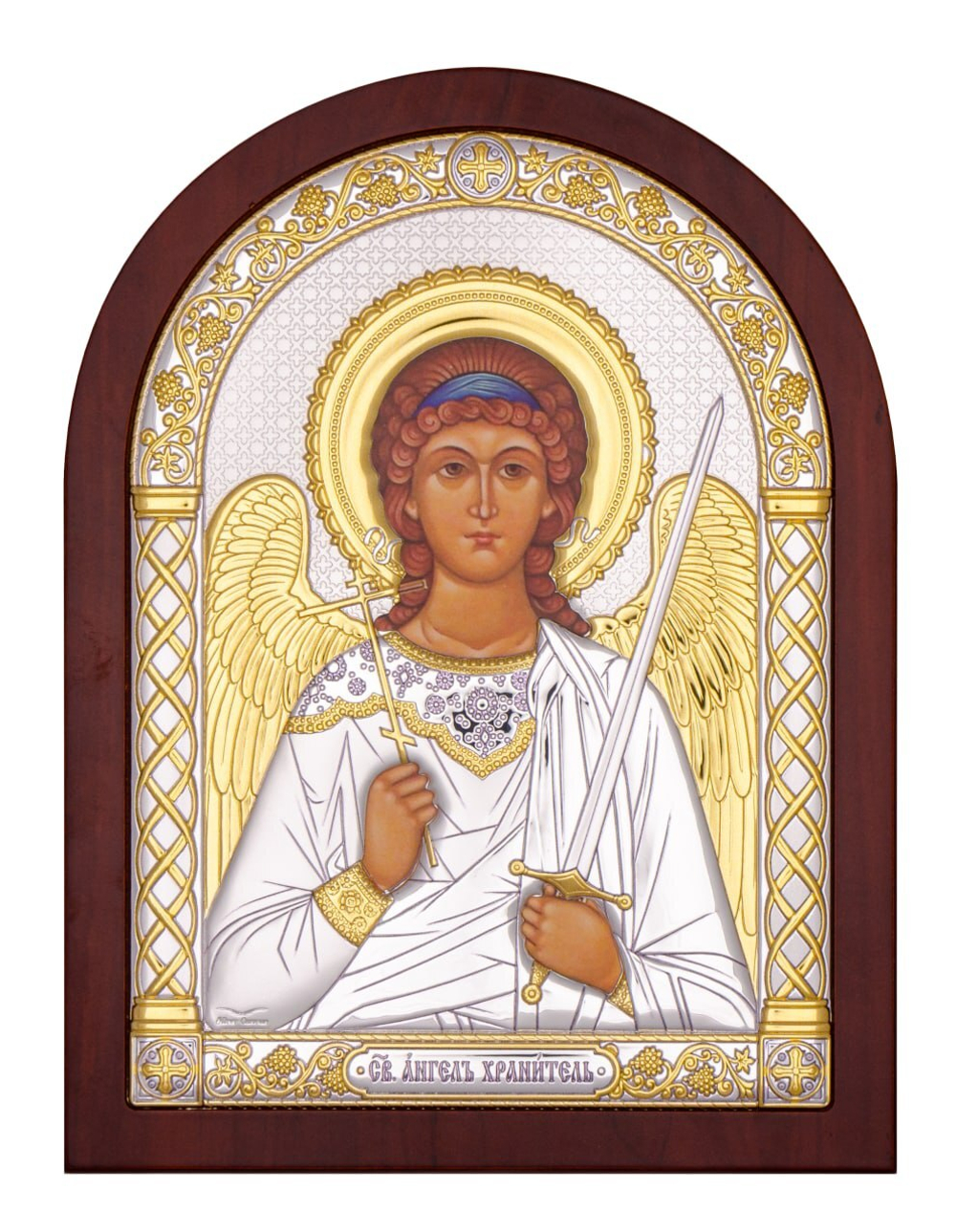 Ангел Хранитель, икона арочная, красное дерево 105х140