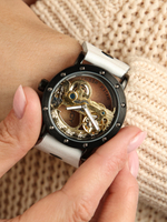 Часы скелетоны механические Power Black White YOURTIME