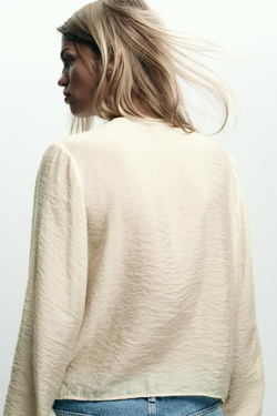 ZARA БЛУЗА В РОМАНТИЧЕСКОМ СТИЛЕ С ВОЛАНАМИ, ЦВЕТ СЛИВОЧНОГО МАСЛА