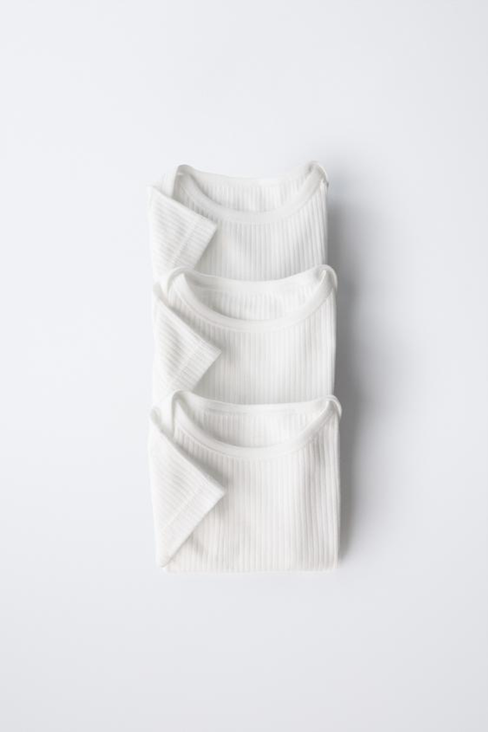 ZARA НАБОР ИЗ 3 БАЗОВЫХ БОДИ С КРУГЛЫМ ВЫРЕЗОМ, ЖЕЛТОВАТО-БЕЛЫЙ