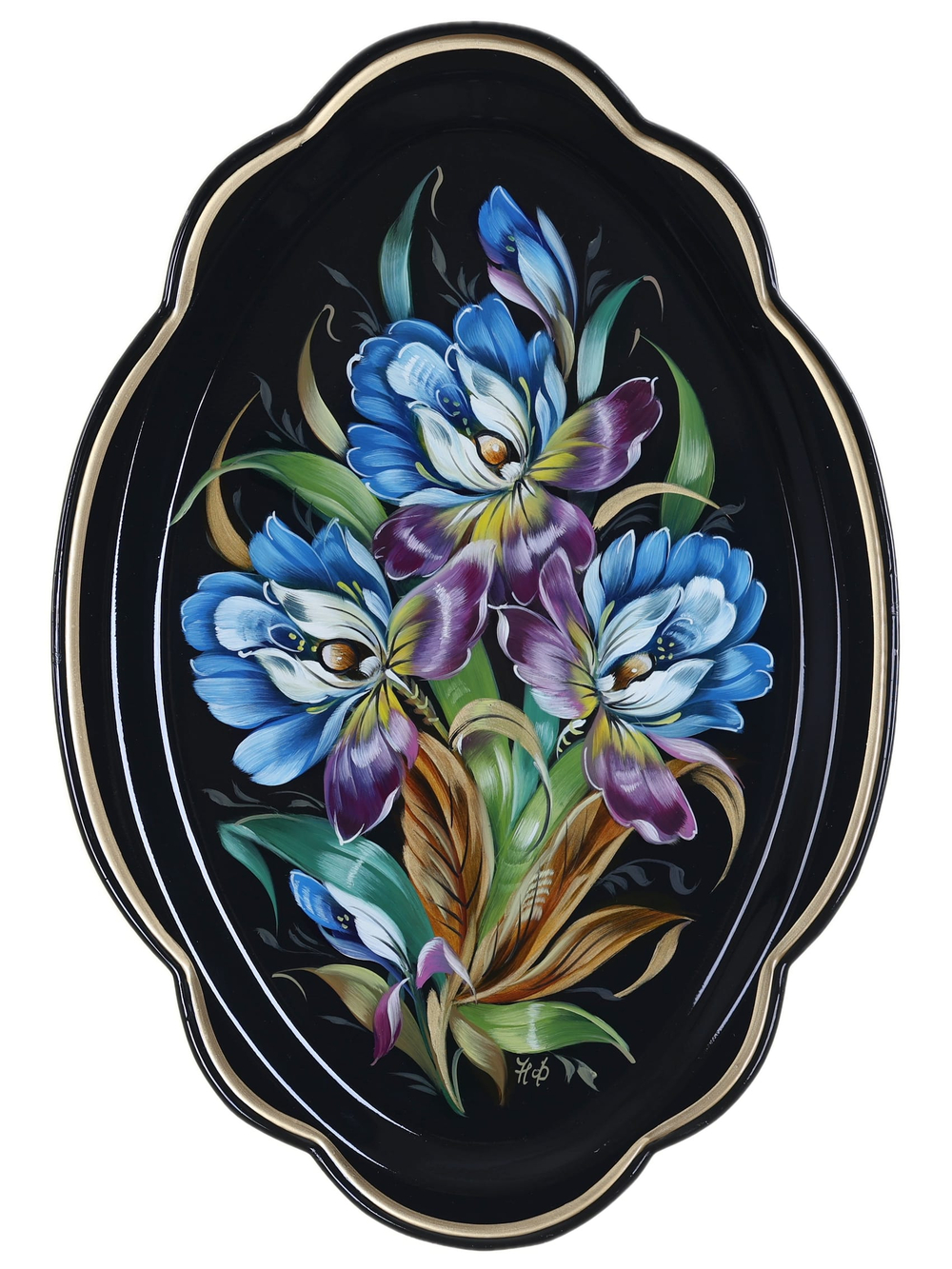 Жостовский поднос декоративный, размер 32х22 см (A11), металлический