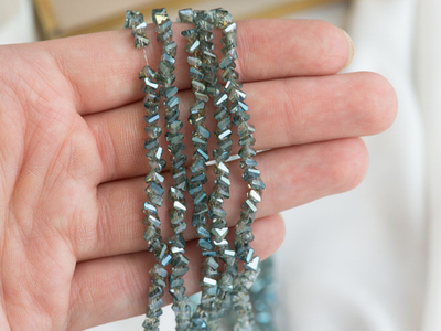 ХТР4-сз Стекло граненое треугольник 4*3мм, серо-зеленый, 35см