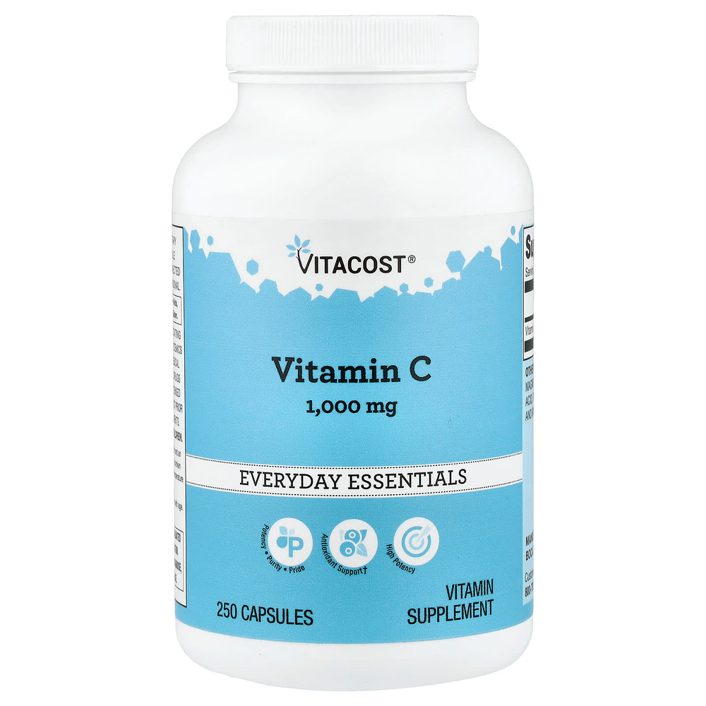 Vitacost, витамин C, 1000 мг, 250 капсул
