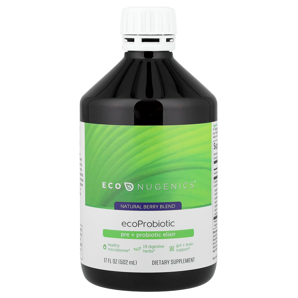 Econugenics, EcoProbiotic, органический пре + пробиотический эликсир, натуральные ягоды, 500 мл (17 жидк. унц.)