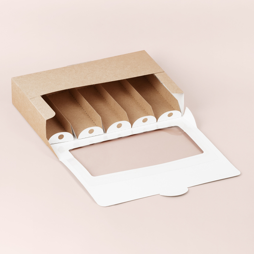 Коробка 250*150*50 мм для 5 эклеров со вкладышами 150*45 мм (крафт)