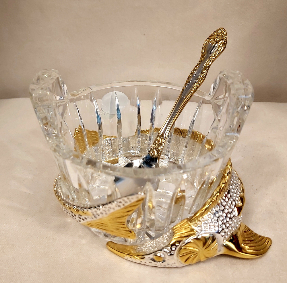 Икорница "Осетровая" с золочением и серебрением