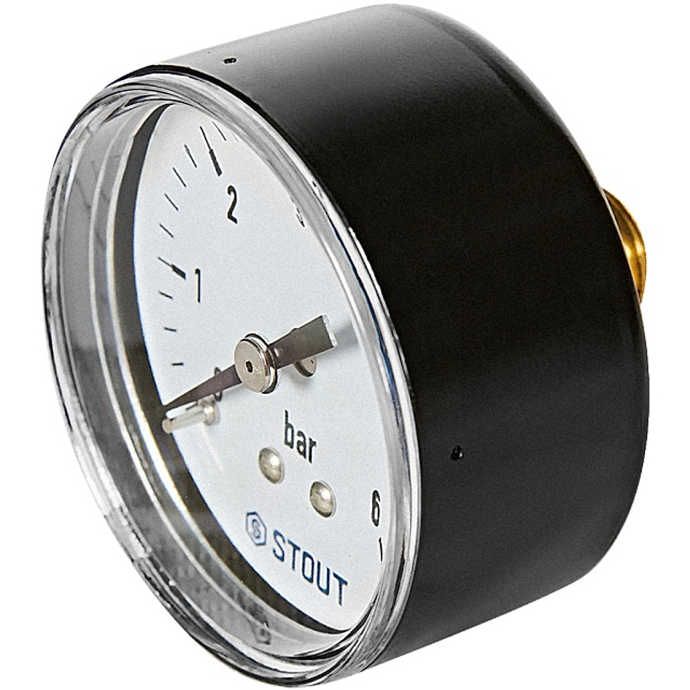 Манометр аксиальный STOUT - 1/4" (D50 мм, шкала 0-6 бар)