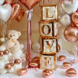 Набор коробок для шаров Love, Золото, Металлик, 30*30*30 см, 4 шт. в кор.