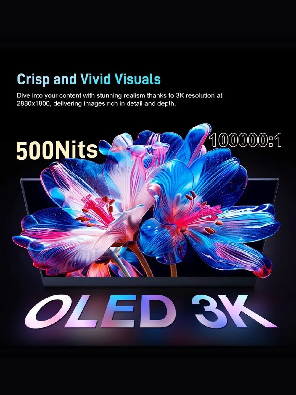 14" Портативный сенсорный игровой монитор Unew CX140TP-B 2880x1800, 120 Гц, OLED