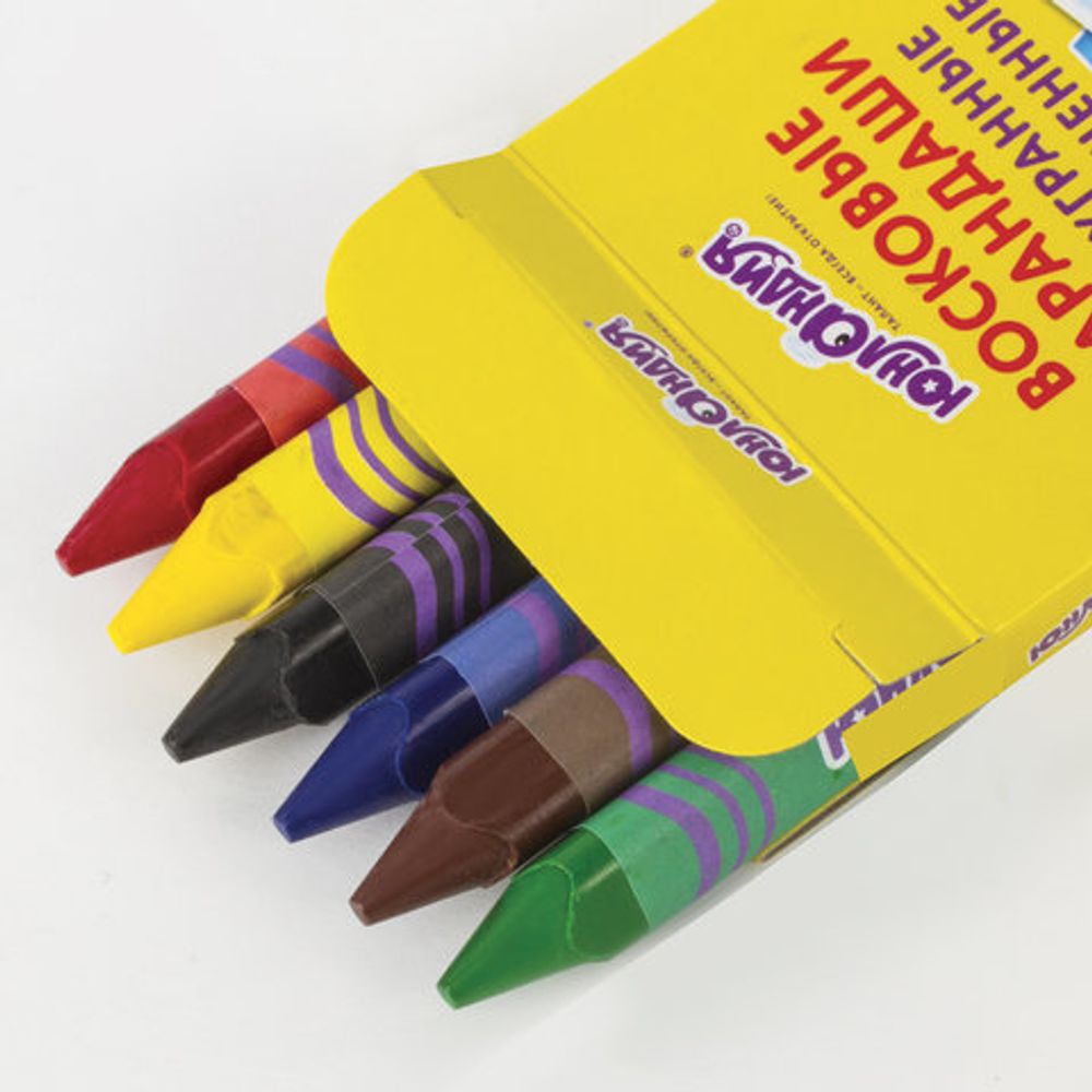 Восковые карандаши трехгранные утолщенные ЮНЛАНДИЯ "ЮНЛАНДИК НА ПРАЗДНИКЕ", НАБОР 6 цветов, 227292