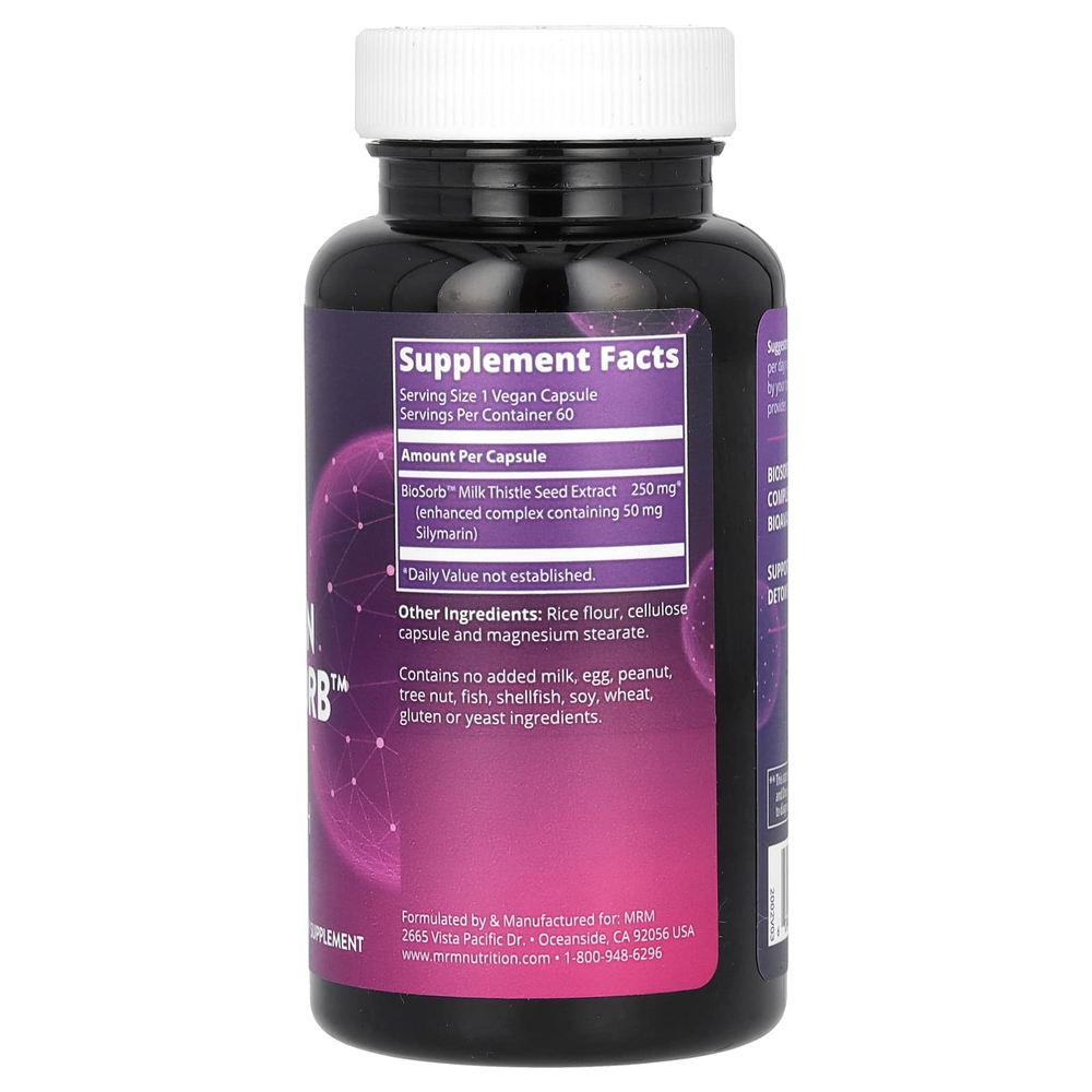 MRM Nutrition, Силимарин с Biosorb, 60 веганских капсул (250 мг на капсулу)