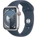 Apple Watch Series 9 GPS + Cellular 45mm Silver Aluminium Case with Storm Blue Sport Band
