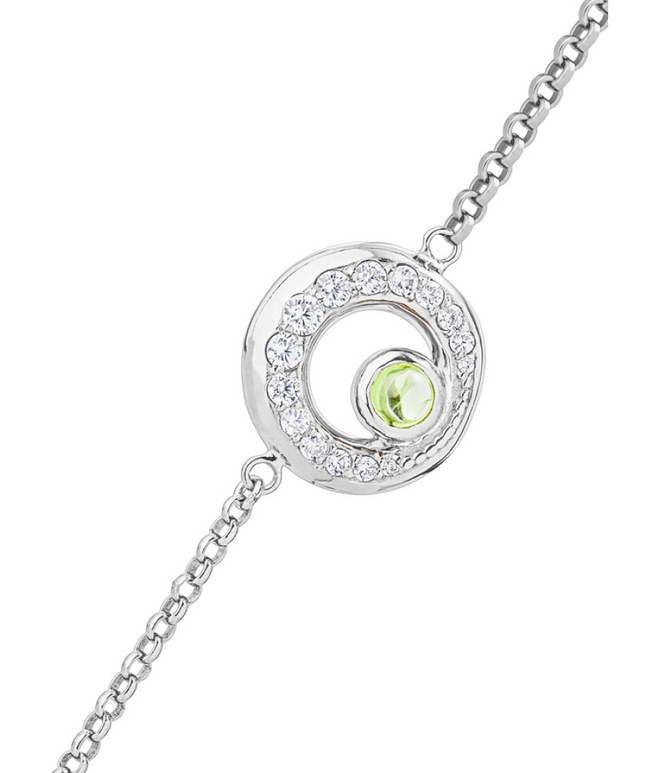 Браслет из серебра со вставками из хризолита и бесцветных фианитов