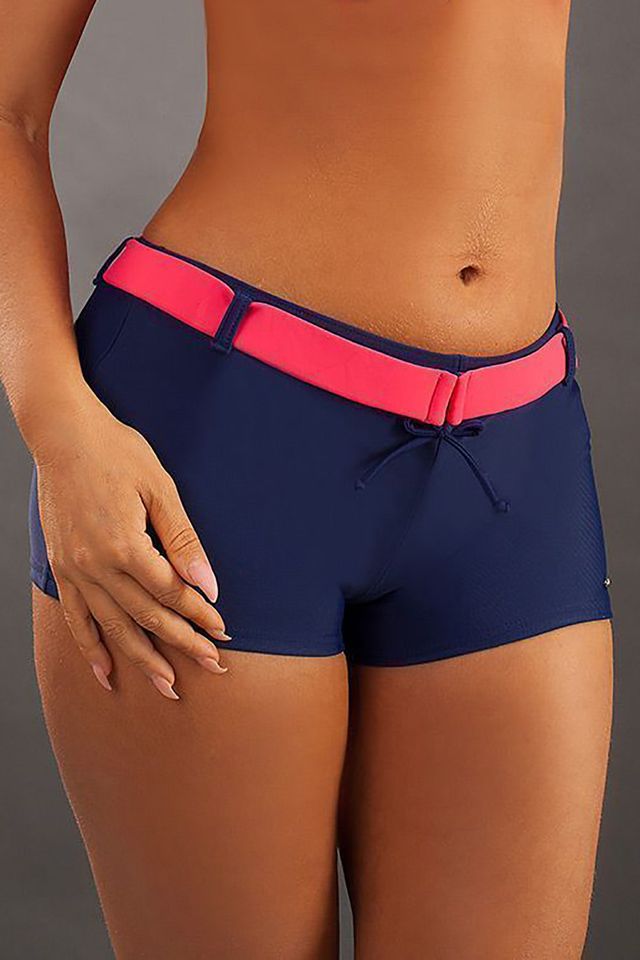 Плавки-шорты с высокой талией Ofelia Navyblue-Raspberry