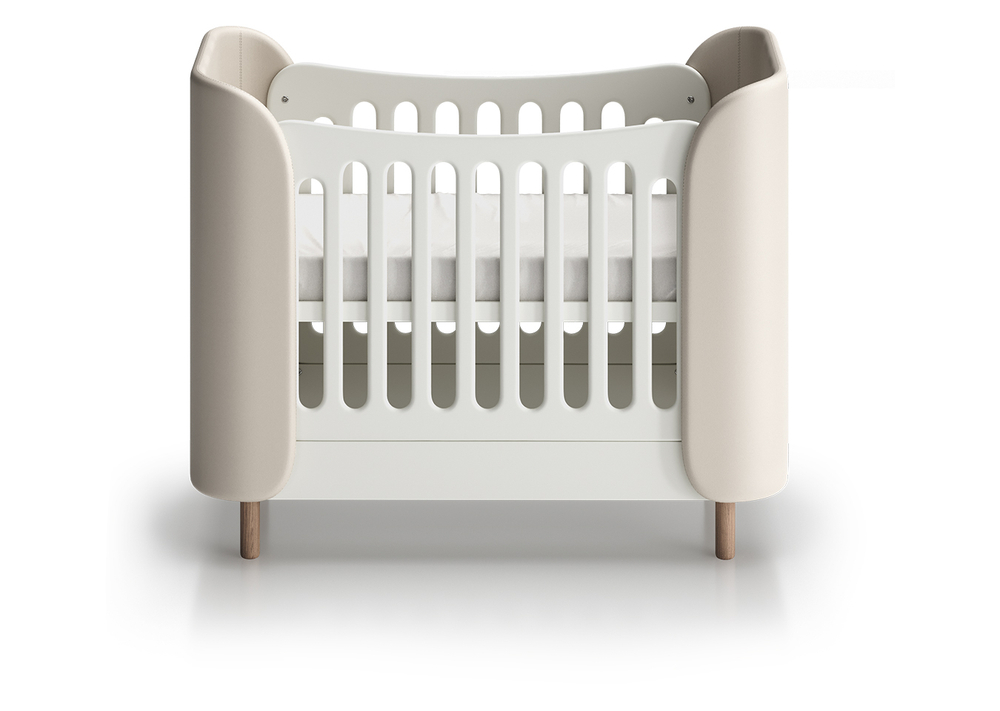 Кроватка KIDI Soft mini cпальное место 60*120 см (молочный, экокожа)