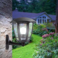 Садово-парковый светильник ЭРА «Дели 1» НБУ 07-40-003 черный 6-гранный настенный IP44 Е27 max60Вт | Садово-парковые светильники