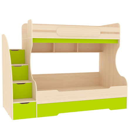 Трехъярусная кровать КарИВи БИГ  Дуб Молочный Лайм