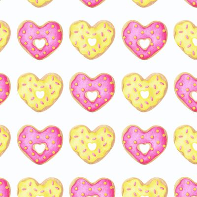 Романтичные пончики с  розовой и желтой глазурью