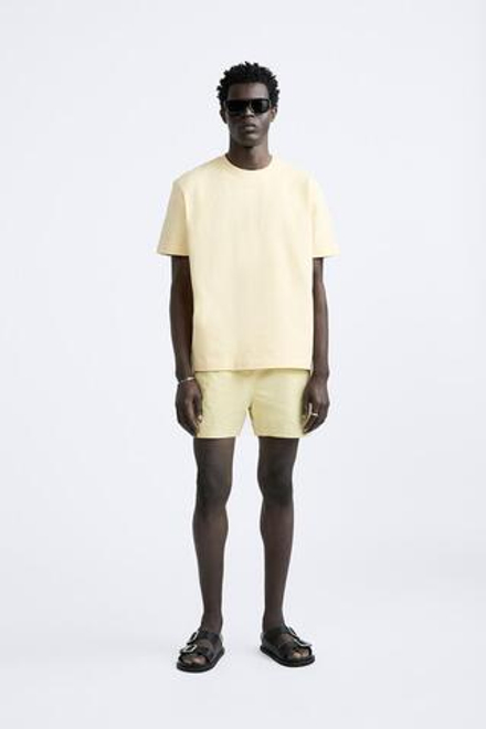 ZARA ПЛАВКИ  С ЭЛАСТИЧНЫМ ПОЯСОМ, ВАНИЛЬНЫЙ