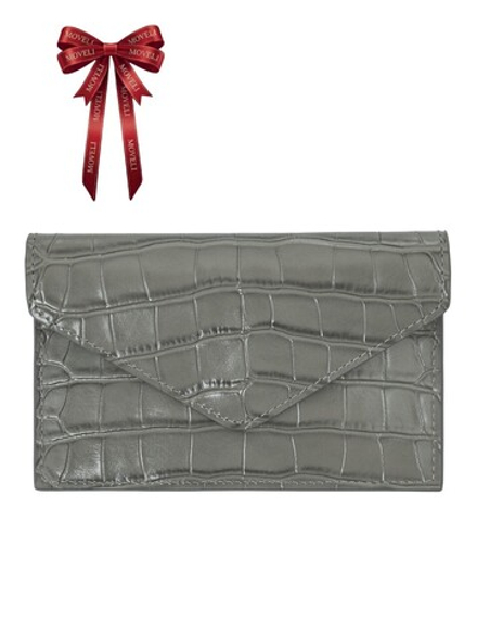 Картхолдер ENVELOPE CROCO серого цвета