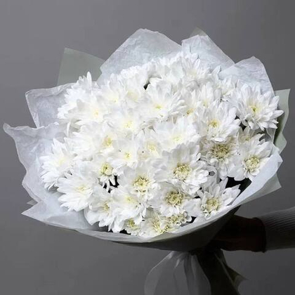 Пышный букет из 9 хризантем