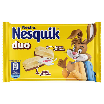 Шоколад Nesquik Duo плитка молочный и белый шоколад, 70 г (Турция)