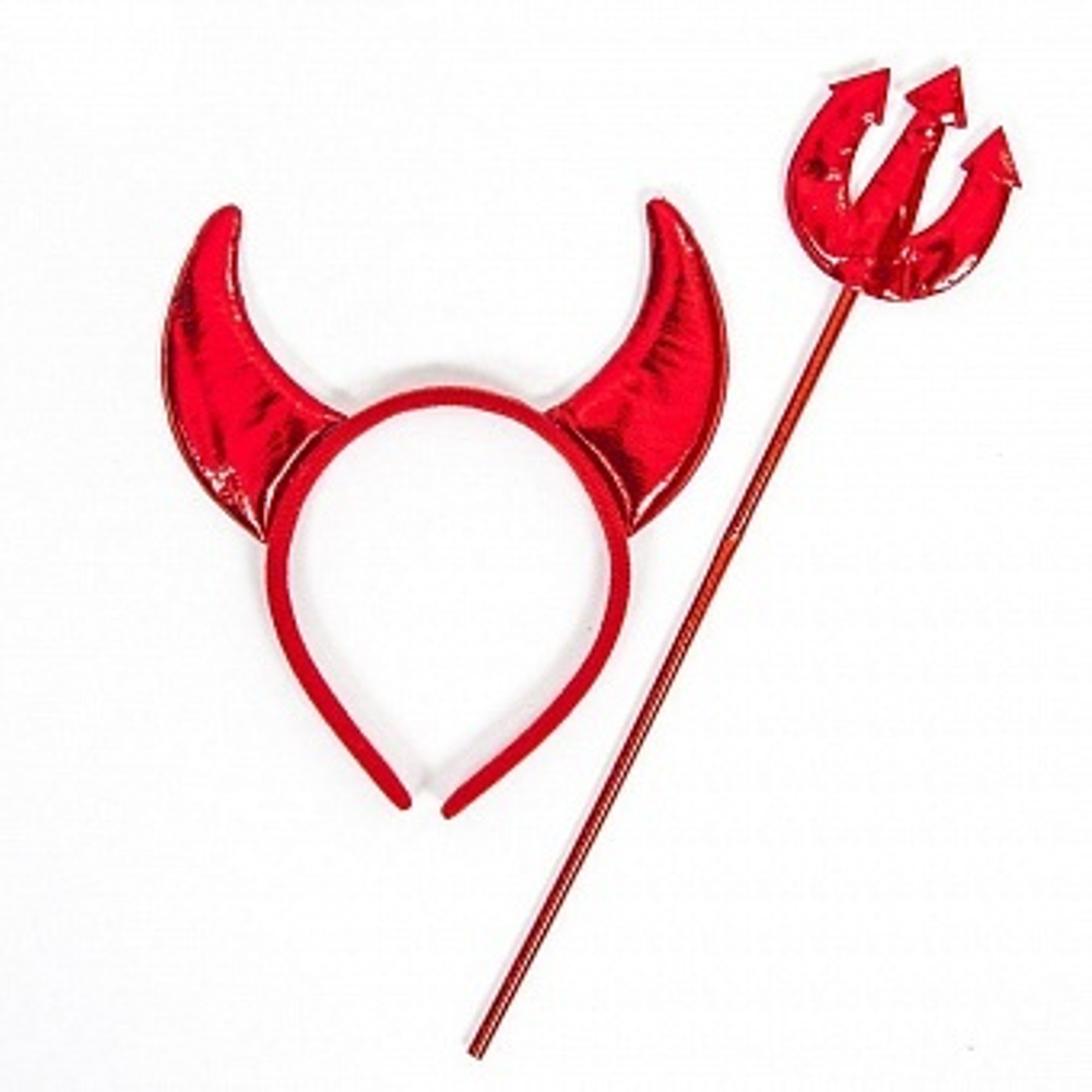 Набор (ободок и трезубец), Чертенок, Красный