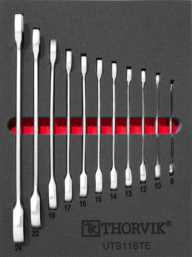 UTS11STE Набор ключей комбинированных трещоточных в EVA ложементе 280х375 мм, 11 предметов