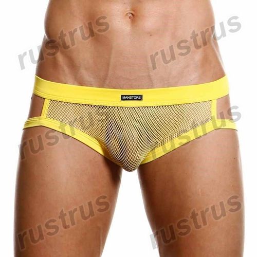 Мужские трусы в сетку джоки желтые Manstore