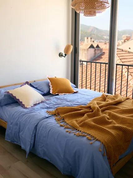 Плед из шерсти цвета охры из коллекции essential, 130х180 см