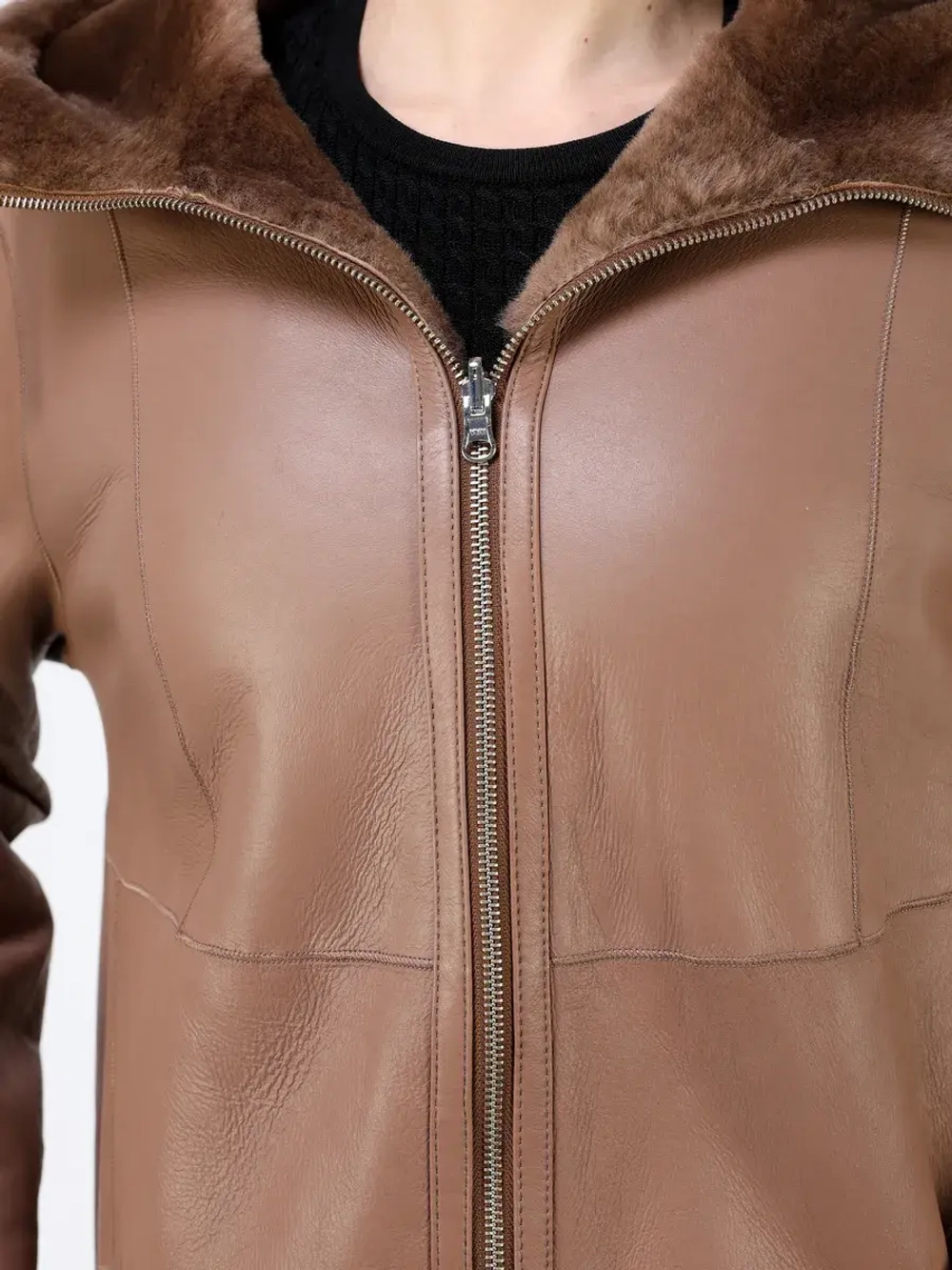 Дубленка зимняя двухсторонняя шуба с капюшоном