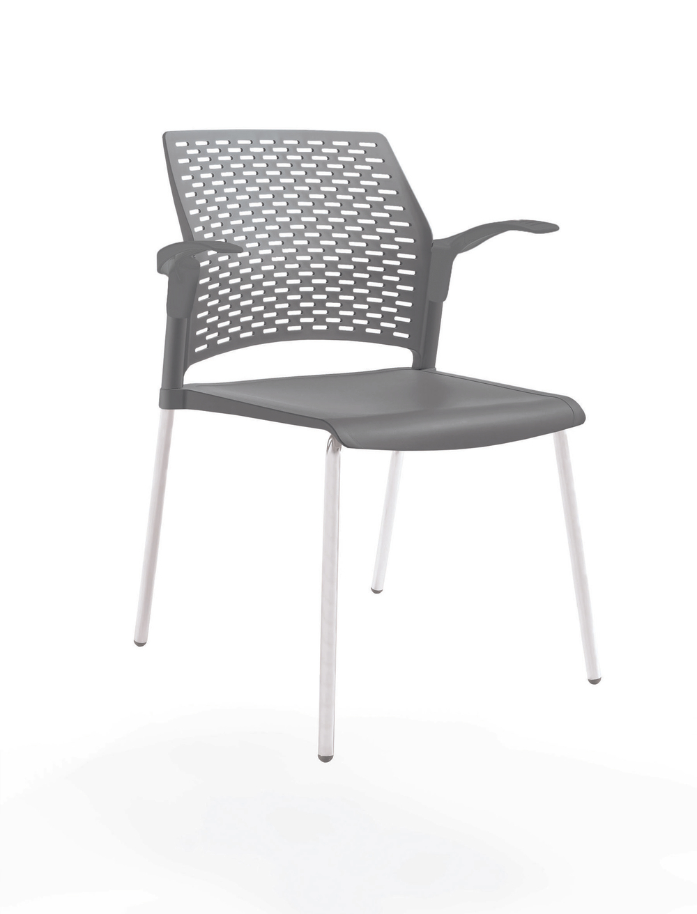 стул Rewind, каркас белый, пластик серый, с открытыми подлокотниками