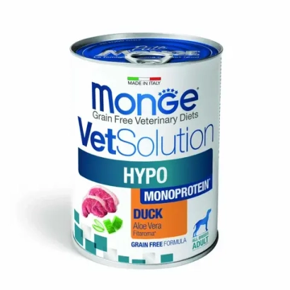 Влажный корм диетический Monge VetSolution Dog Hypo Monoprotein DUCK Гипо монопротеин с уткой для собак для снижения реакции пищевой непереносимости 400гр - 12 шт