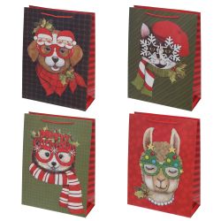 GAEM Пакет подарочный L (бумага 210г/м2, блок 12шт), L30 W12 H40 см, 4в.