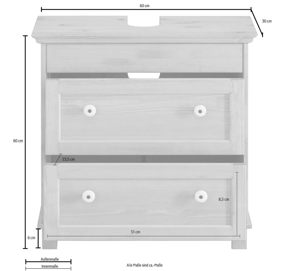 Тумба под раковину Тили из сосны, с ящиками