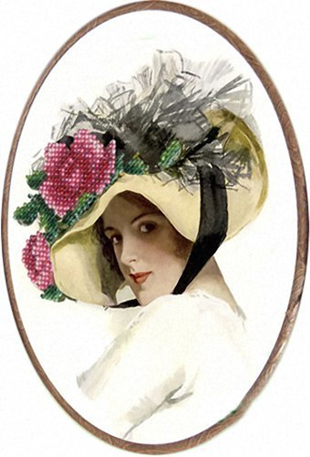 Тема: Люди¶Техника: Частичная вышивка бисером¶Размер: 13,5х20 см¶Основа: Ткань (хлопко-льняная) с на