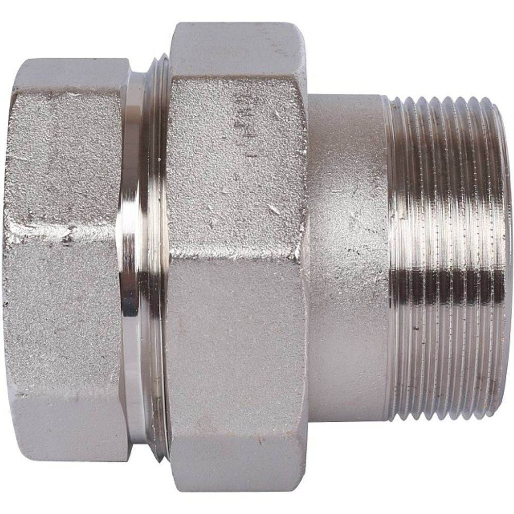 Соединение быстроразъемое (американка) STOUT - 2" (ВР/НР, латунь никелированая, плоск.уплотнение)