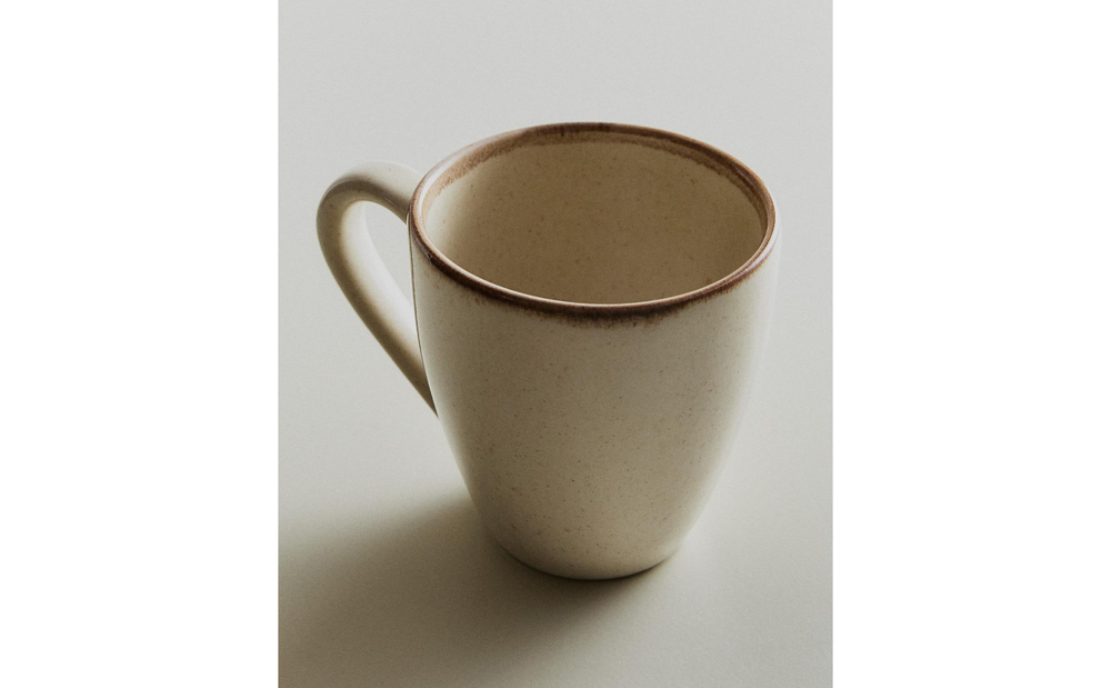 Zara Home чашка из каменной керамики, цвет бежевый, 13 см