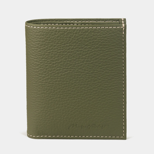 Портмоне мужское из натуральной кожи теленка, зеленого цвета