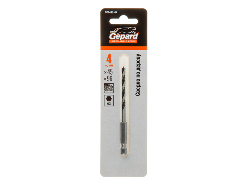 Сверло по дереву  4х45х96 шестигр. GEPARD
